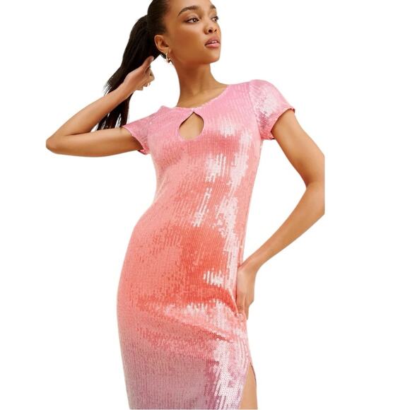 Anthropologie Hutch Pink Sequin Ombre Dress XL - Picture 2 of 5